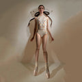 Women White Embroidered Ballet Onesies(241LE31VL/edelweiss/multicolor)