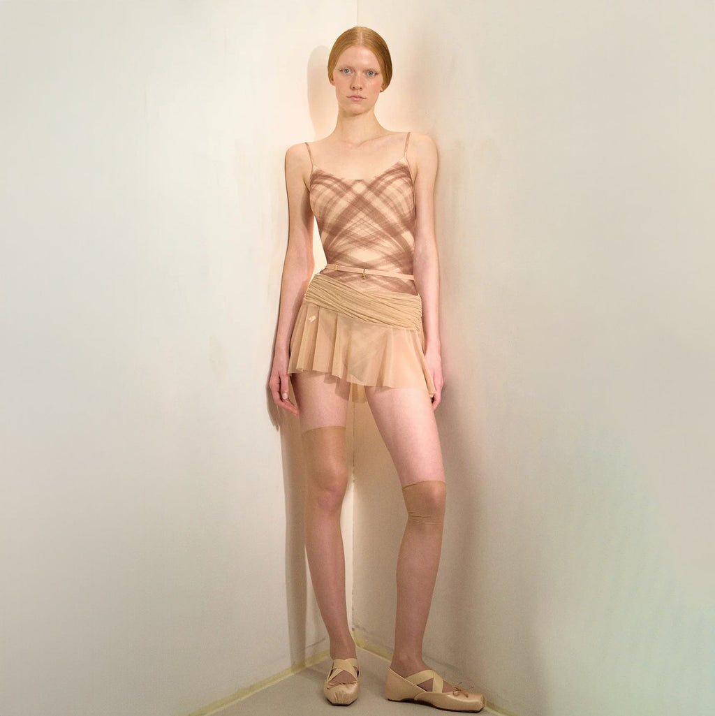 Women Beige "GRÈS" Ballet Tulle Skirt(253SK63DO/latte)