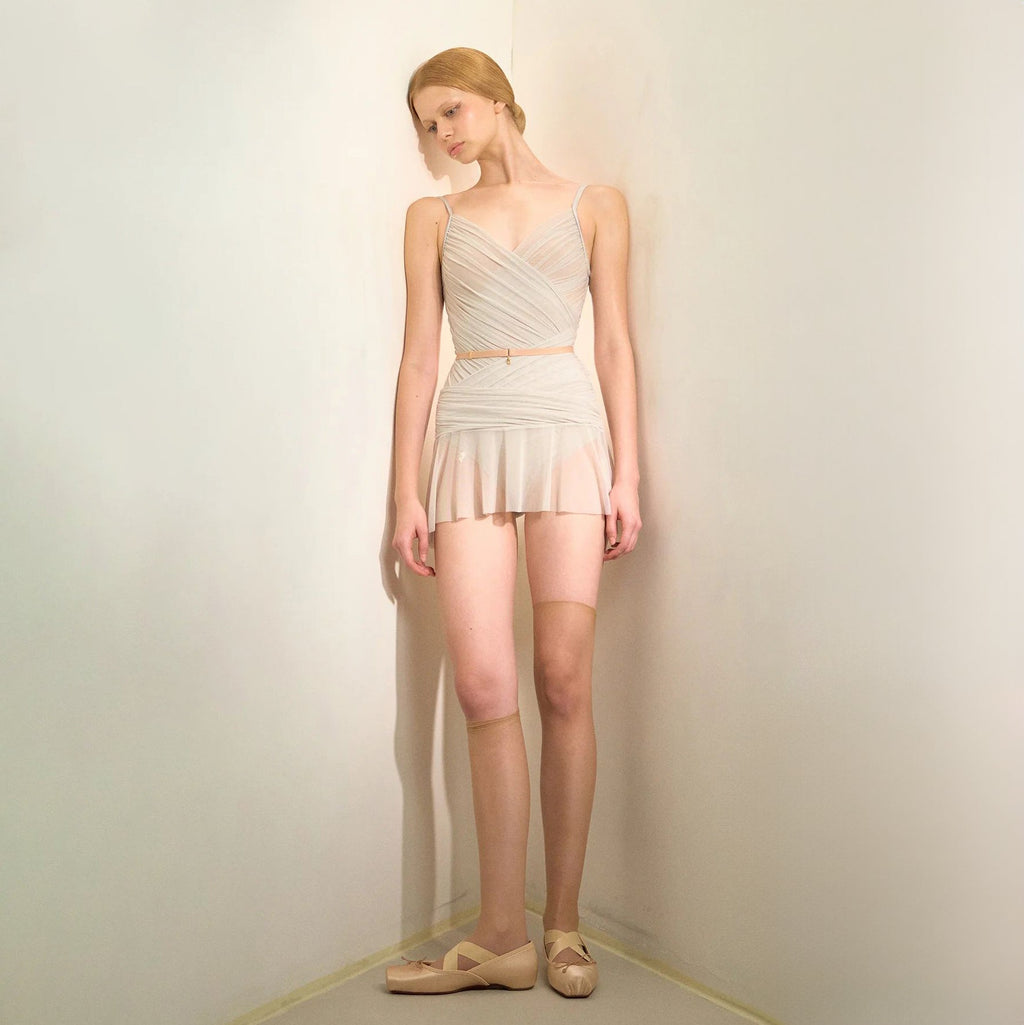 Women Pearl Sage "GRÈS" Ballet Tulle Skirt(253SK63DO/pearl sage)