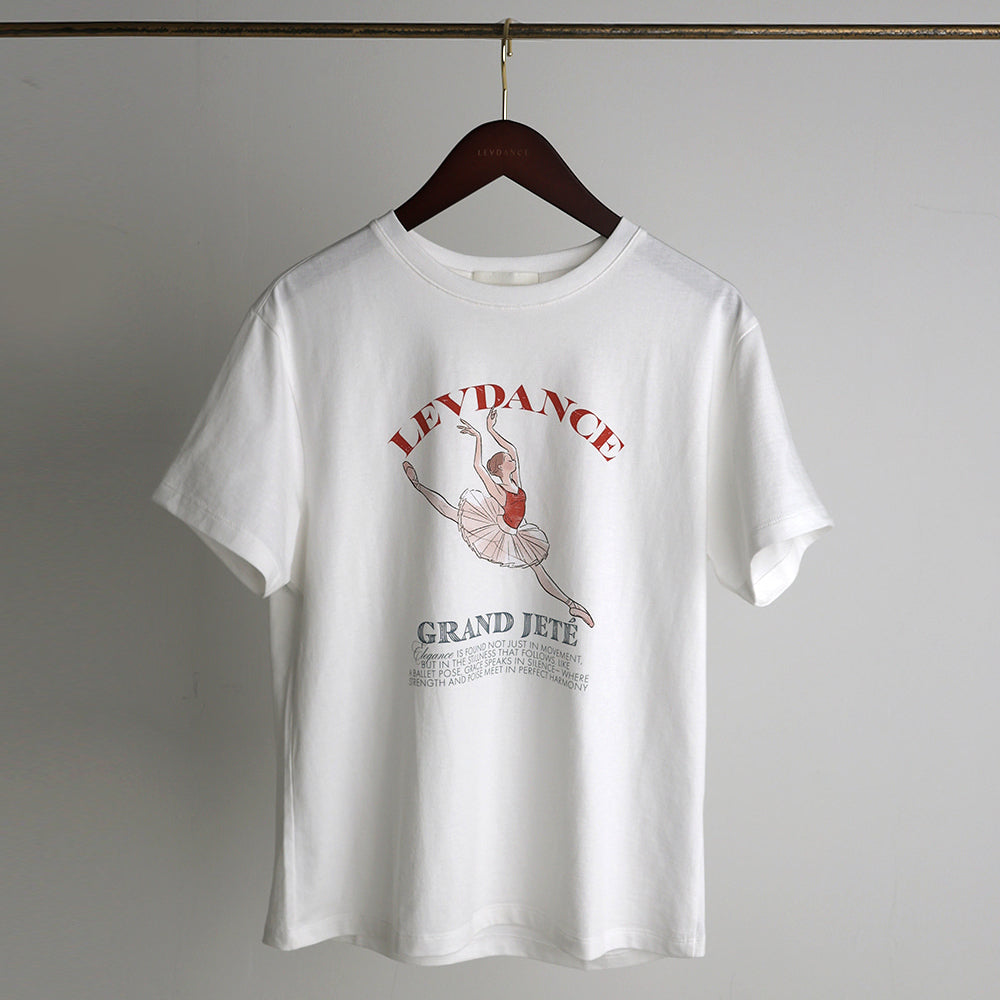 Women White Printed Ballet T-Shirt