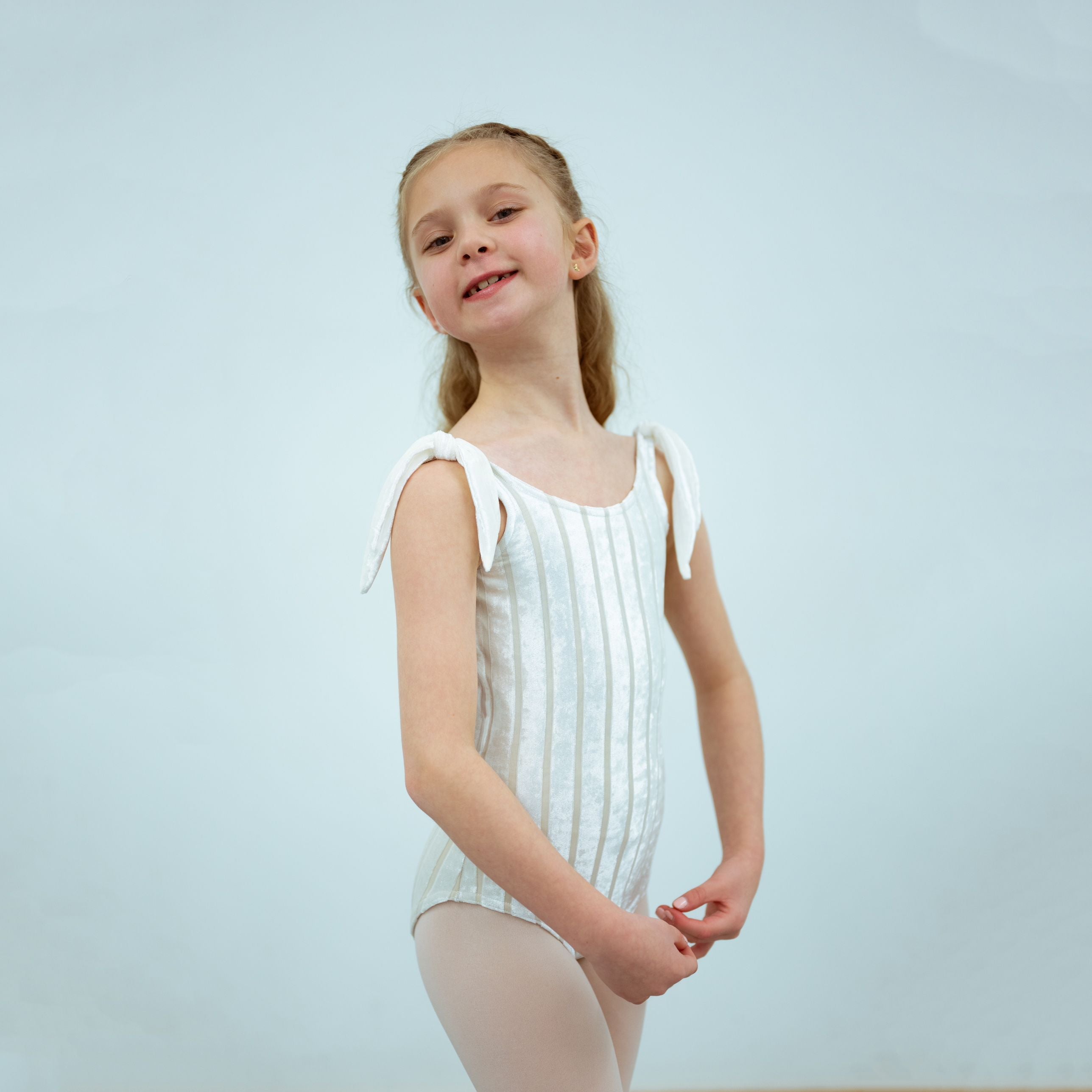 Girls White Velvet Ballet Onesies(1727/White)