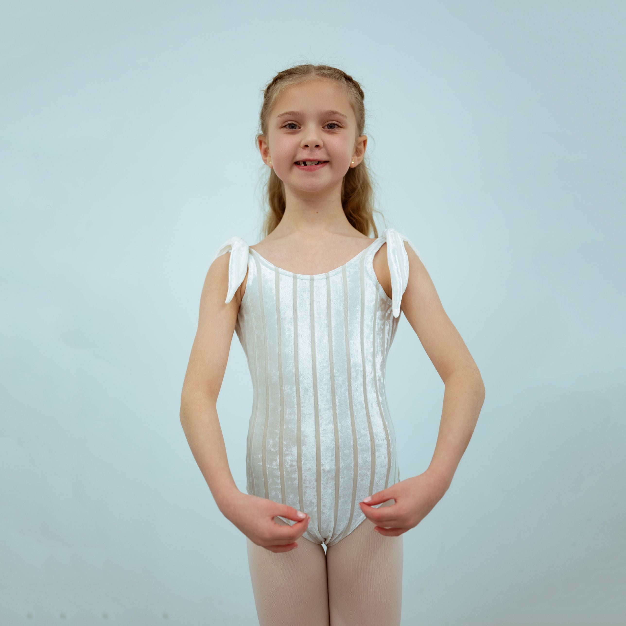 Girls White Velvet Ballet Onesies(1727/White)