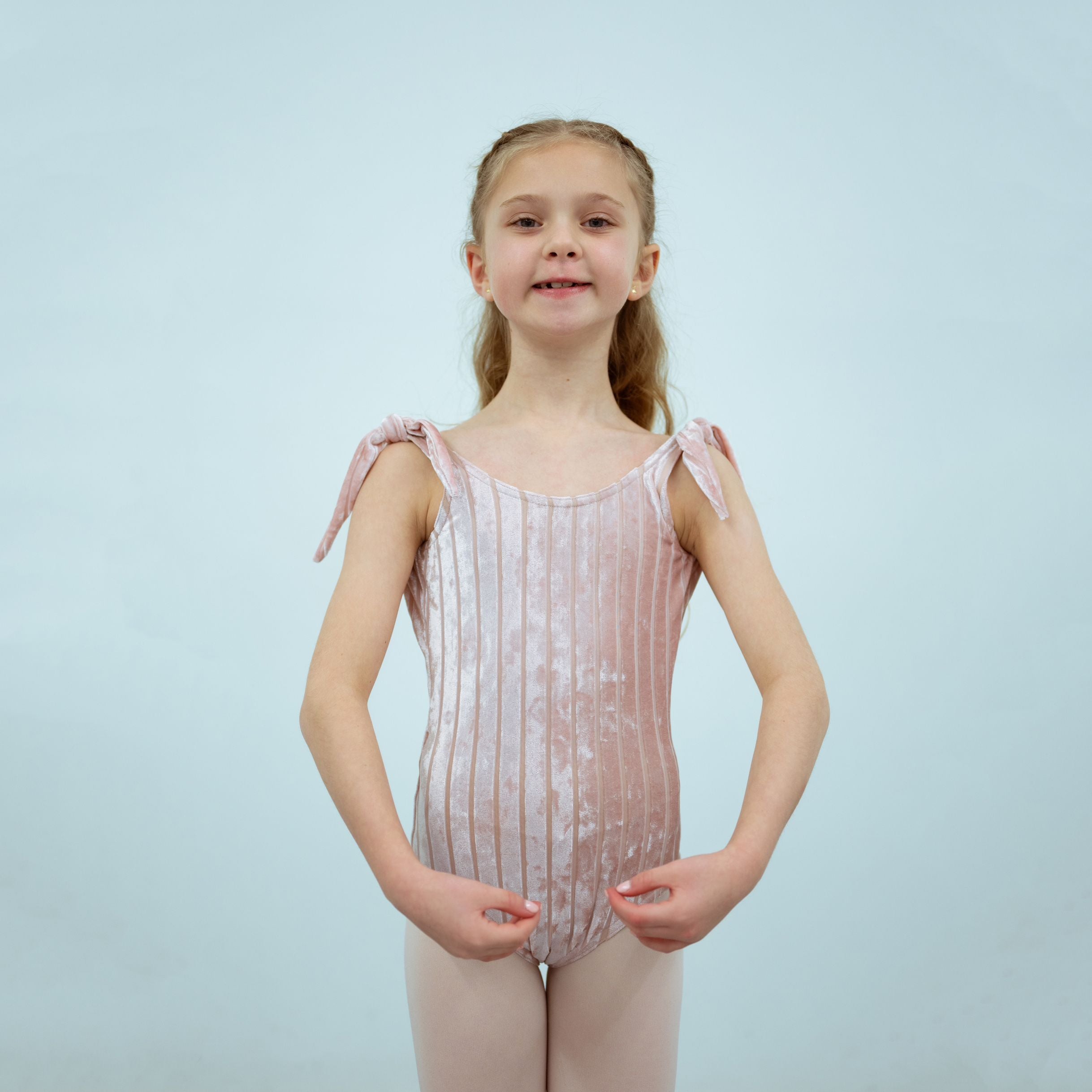 Girls Light Pink Velvet Ballet Onesies(1727/Pink)