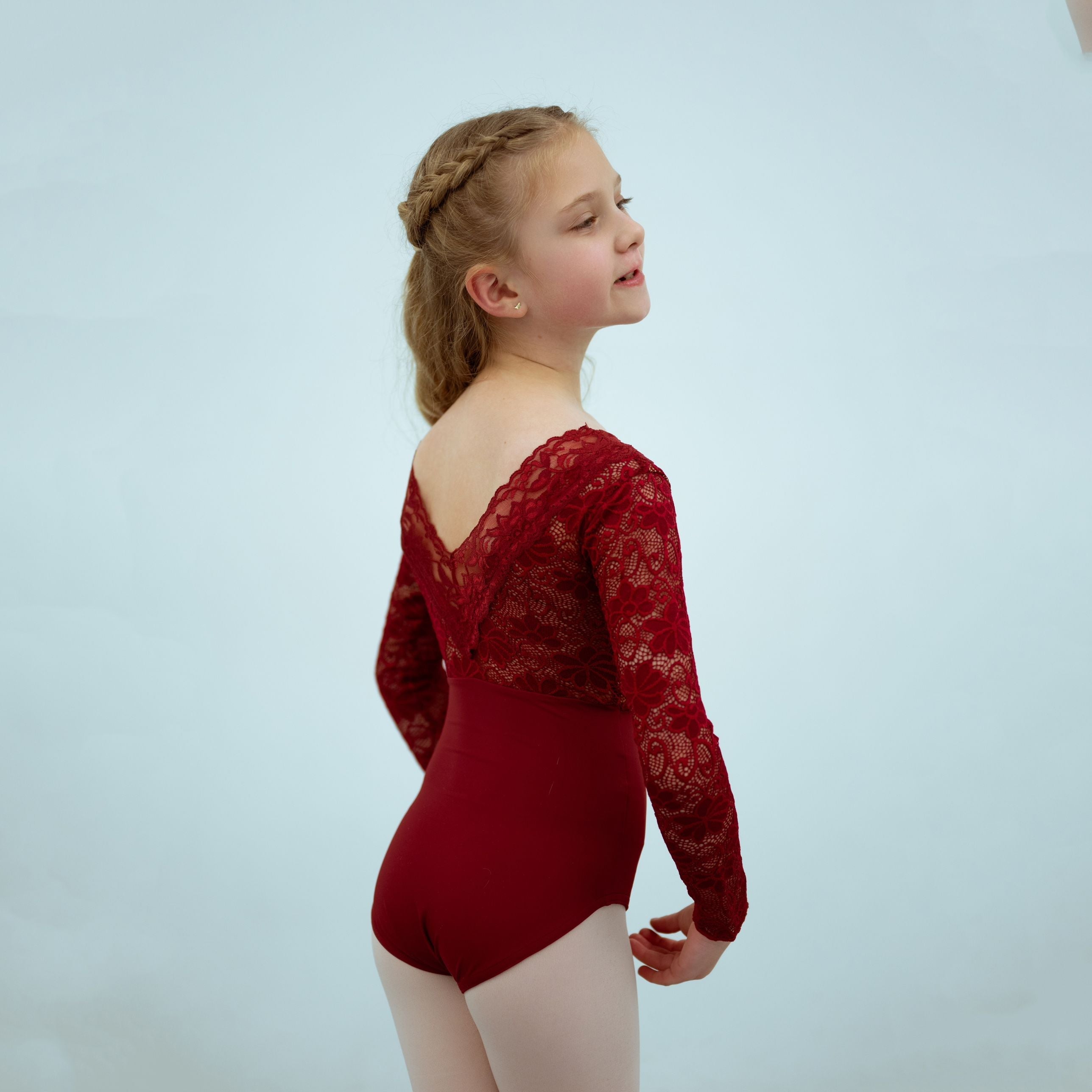 Girls Red Long Sleeves Ballet Onesies(2237/Red)