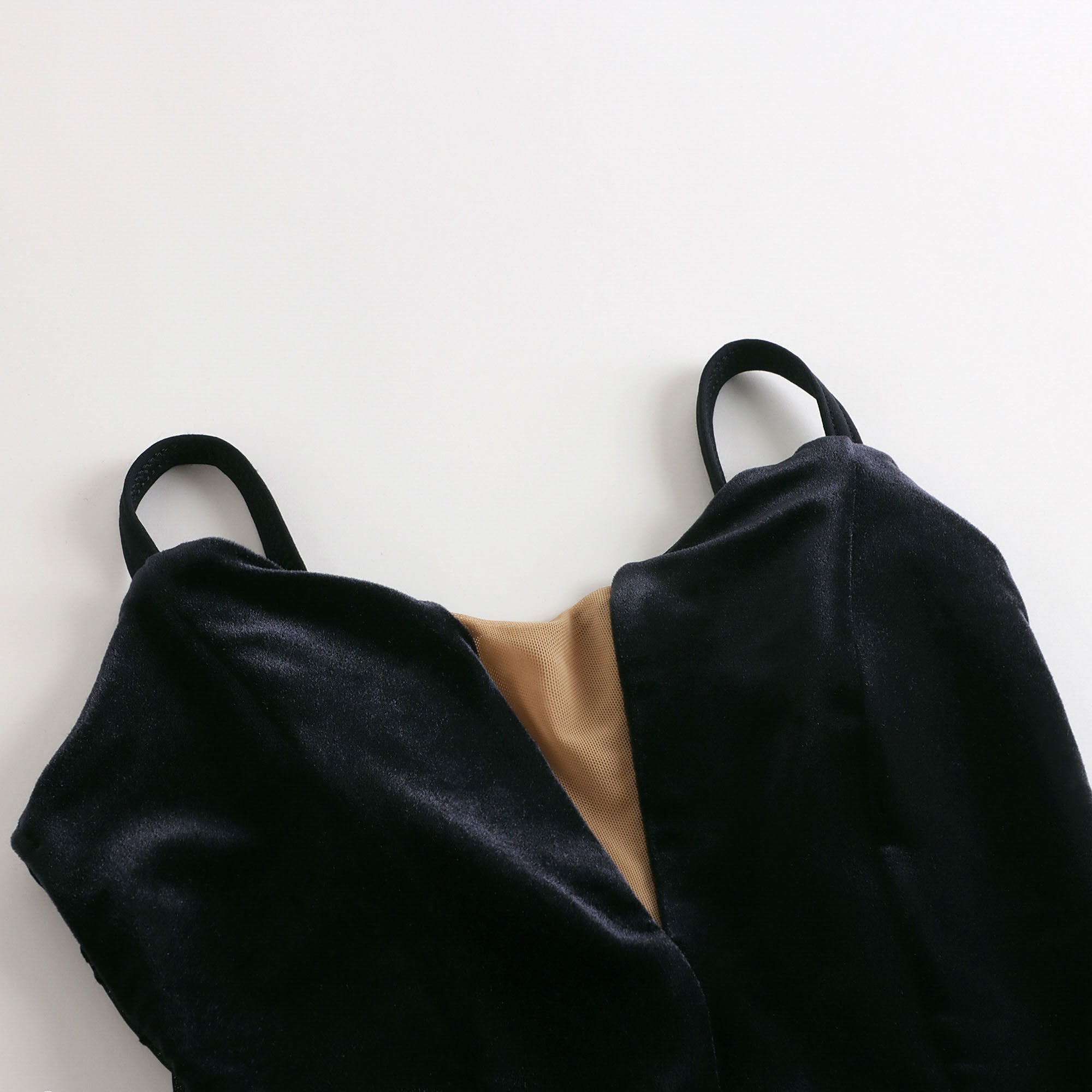 Women Black Velvet Ballet Onesies With Lining(DA4049MP/black)