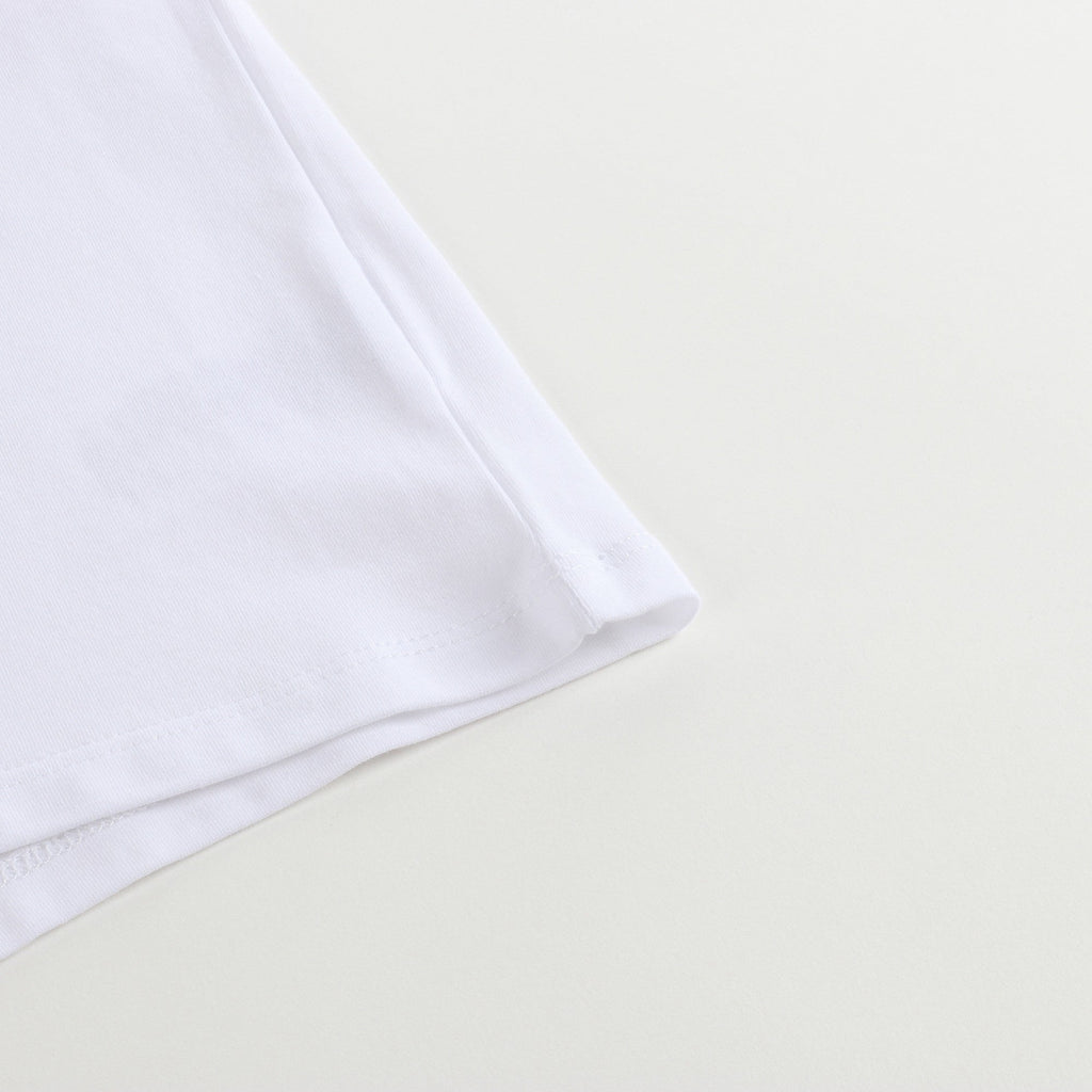 Girls White Printed Cotton T-shirt