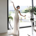 Women White Ballet Onesies(Josephine halter neck leotard/CREAM)