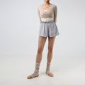 Women Grey Ballet Shorts(Laura Flared shorts/LIGHT GREY)