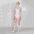 Women Pearl Blush "PORCELAIN SKIN" Long Sleeves Ballet Onesies(252LE26VC/pearl blush/cobalt blue)