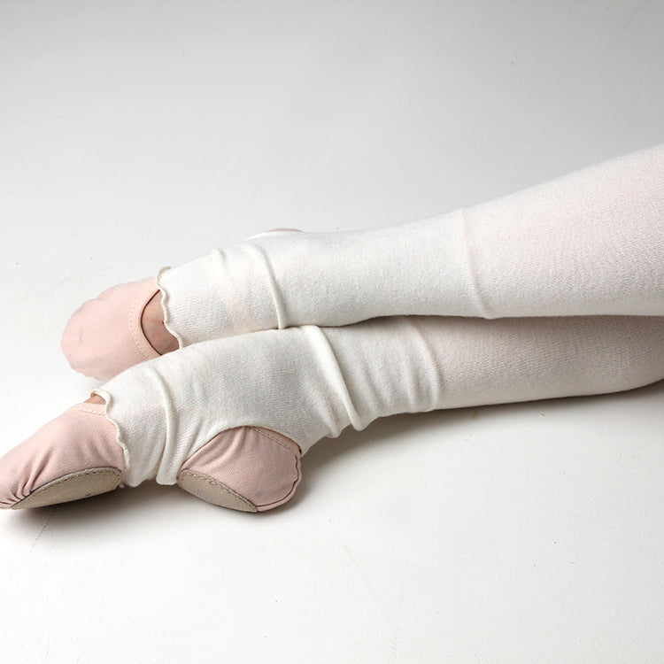 Women White Ballet Leg Warmer(Powder knit leg warmers/CREAM)