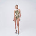 Women Green Flower Ballet Onesies(R5-25.18/Pompadour)