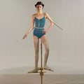 Women Blue"EYELET LACE"Ballet Onesies(251LE71IL/petrol)
