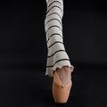 Women White Stripes Ballet Leg Warmers(Stripe semi-flared leg warmers/CREAM)
