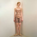 Women Mocha Check "TULLE PLIÉ" Ballet Onesies(253UN34MH/mocha)