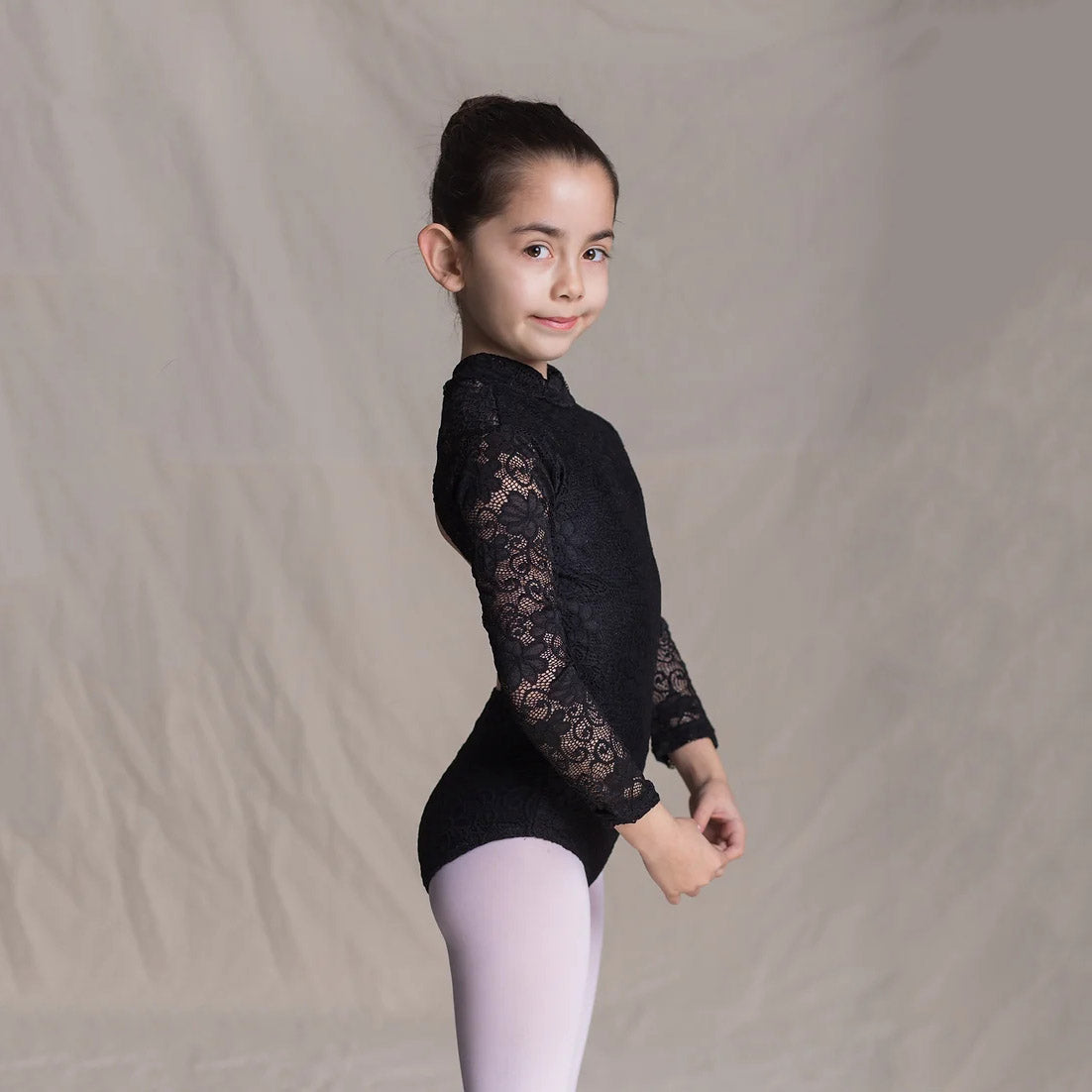 Girls Black Lace Ballet Onesies(1404/Black)