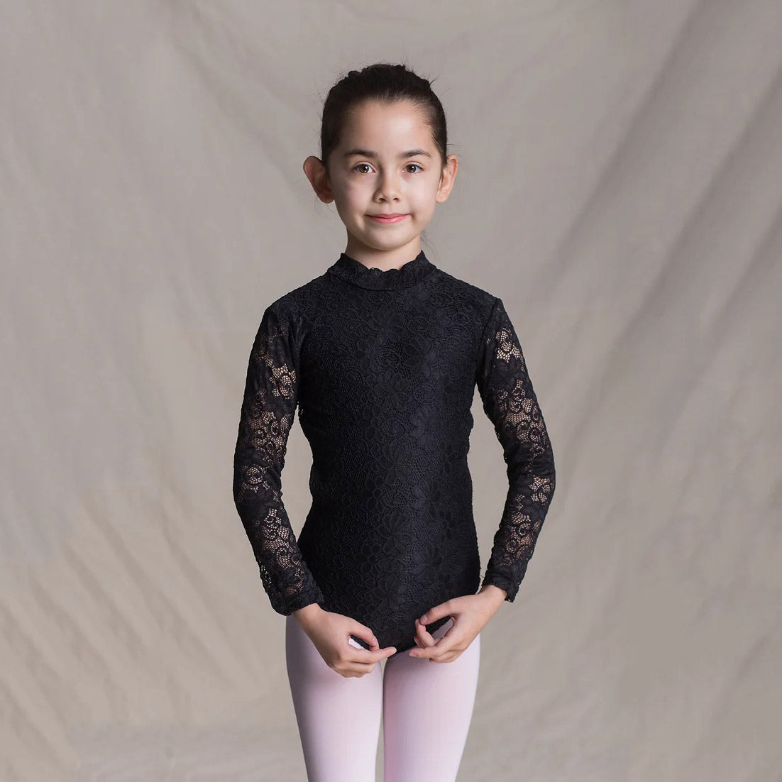 Girls Black Lace Ballet Onesies(1404/Black)