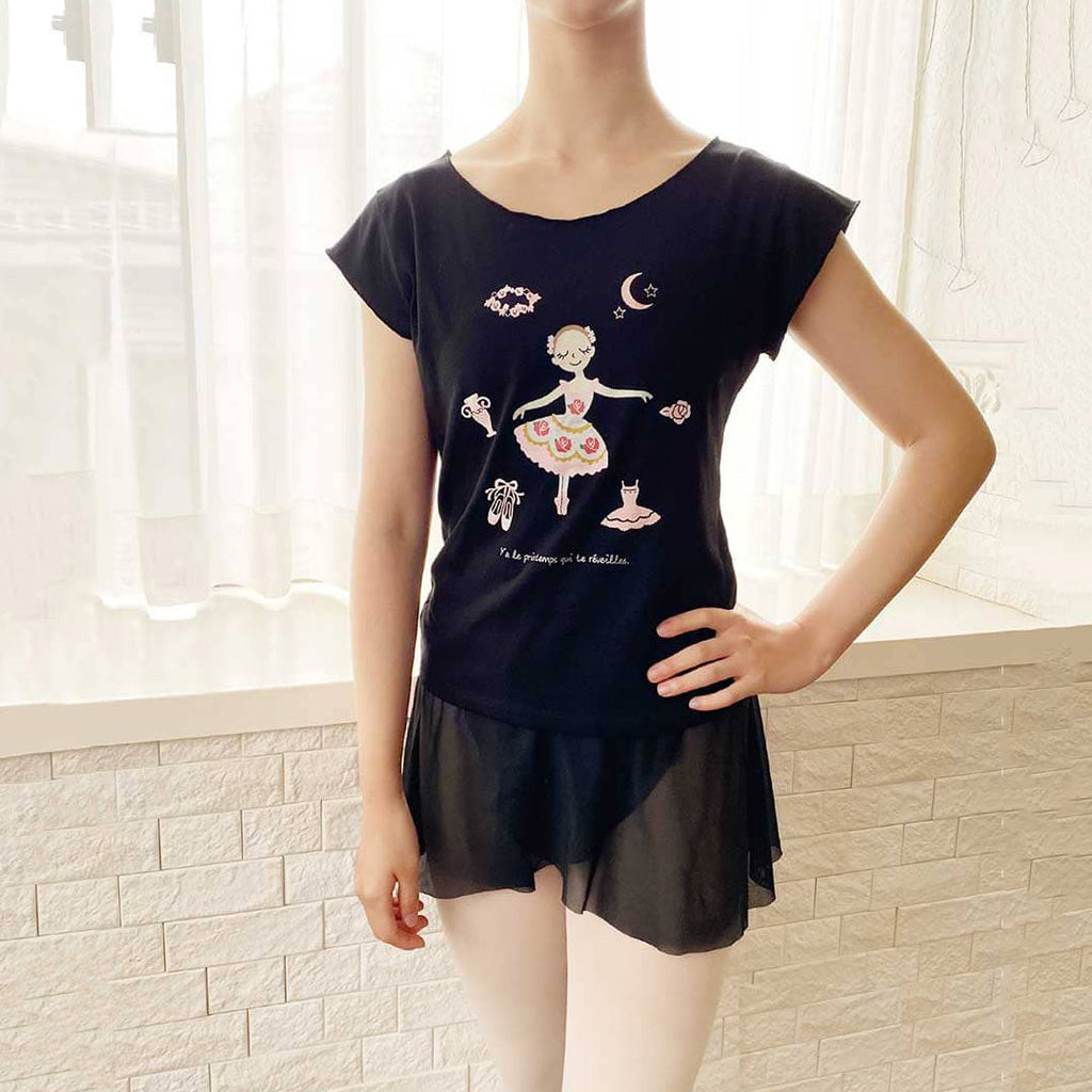 Girls Black"abby-w19/Flora Black"Ballet T-Shirt