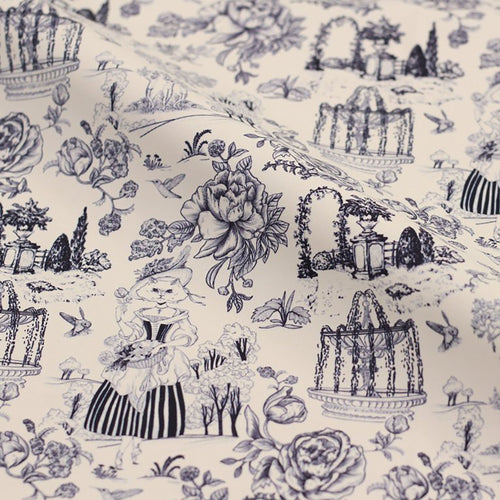Girls Beige "Toile de Jouy" Ballet Onesies