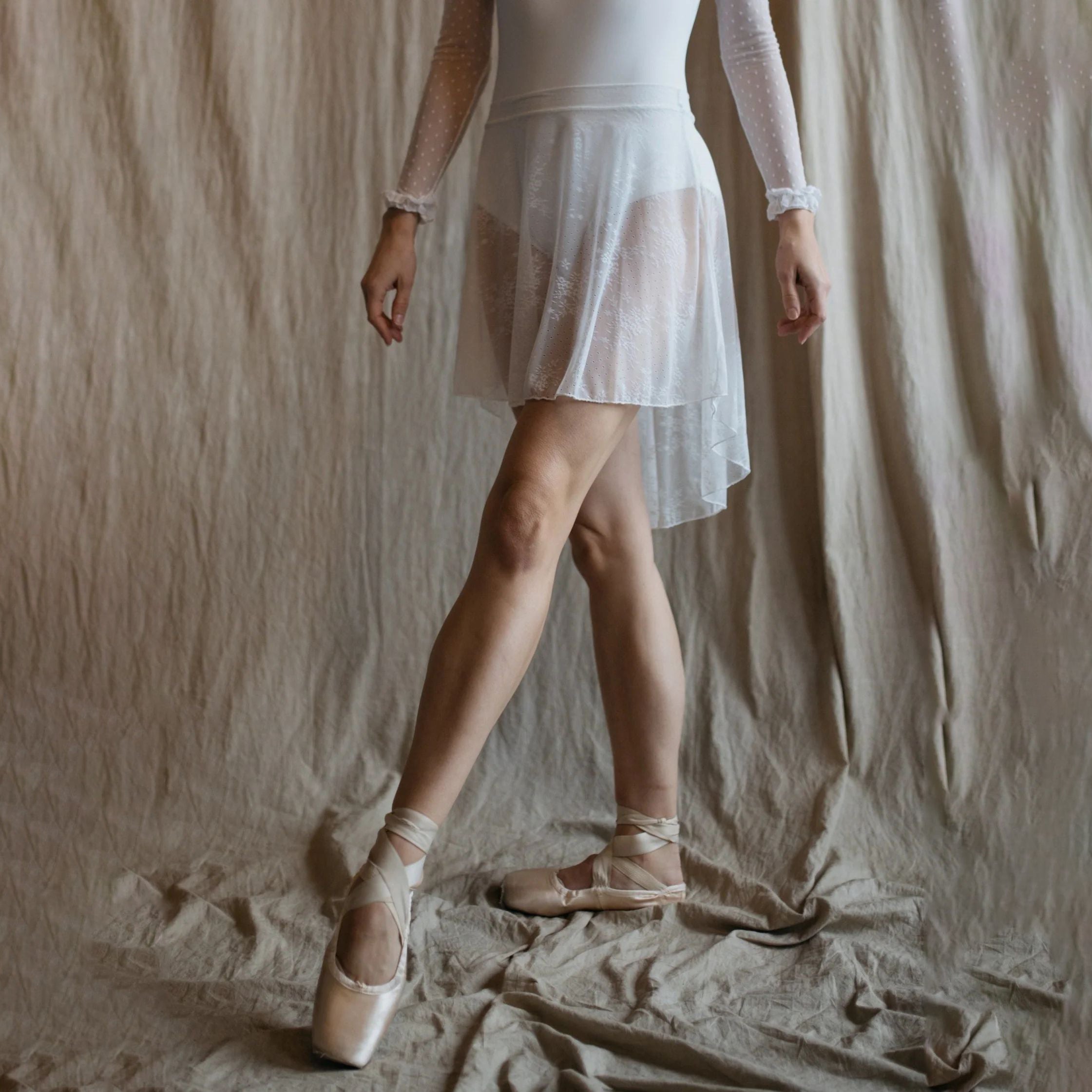 Women White Lace Ballet Skirt