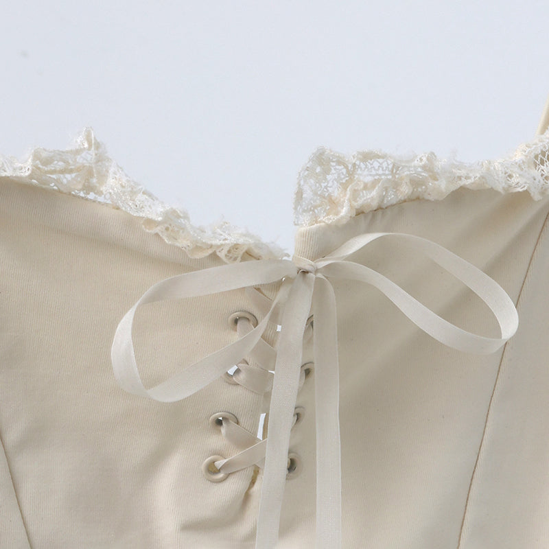 Women Cream Ballet Onesies(charlotte lace-up leotard/CREAM)
