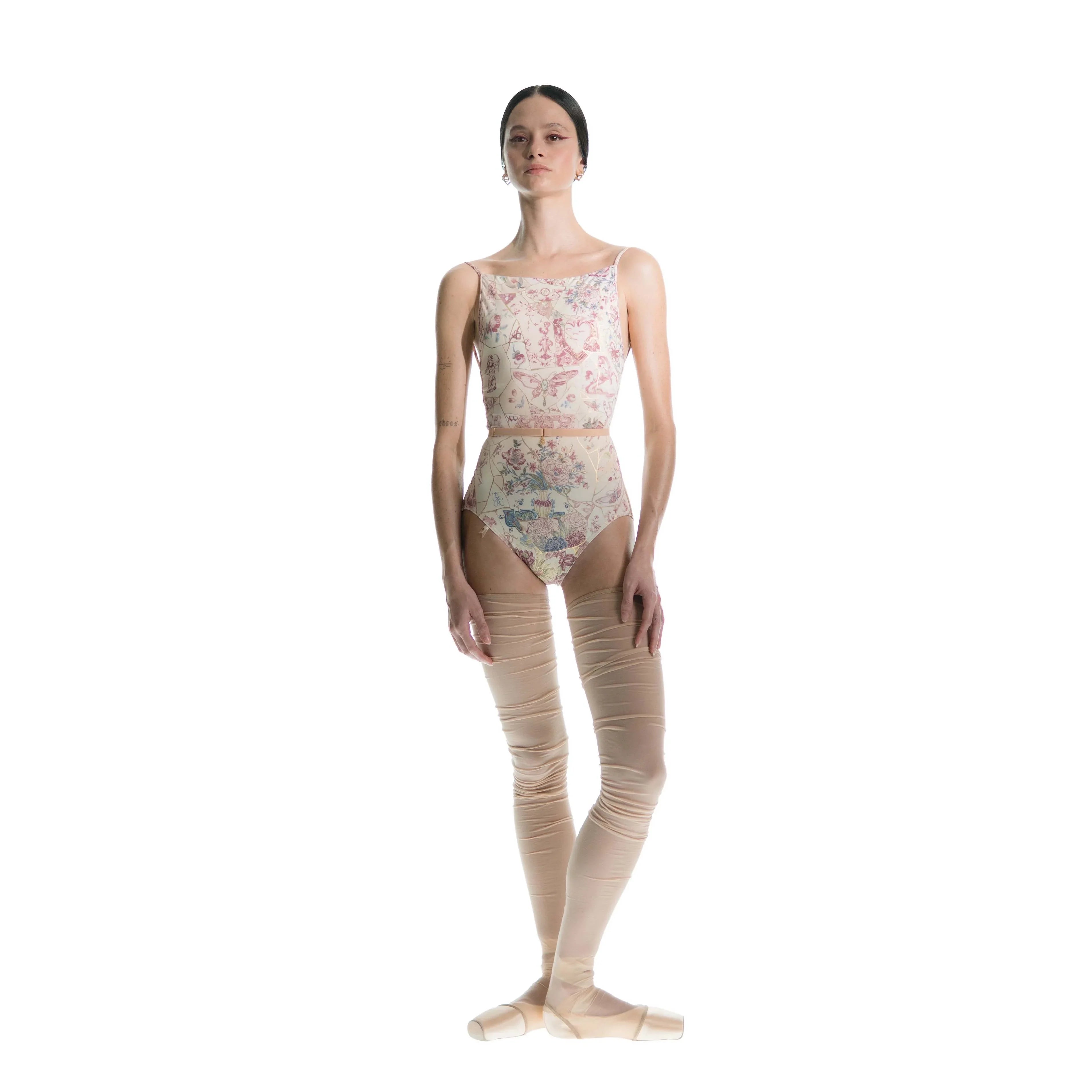 Women Multicolor "KINTSUGI" Ballet Onesies(261LE04VL/multicolor burgundy)