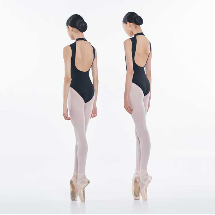 Girls Black Embroidered Ballet Onesies