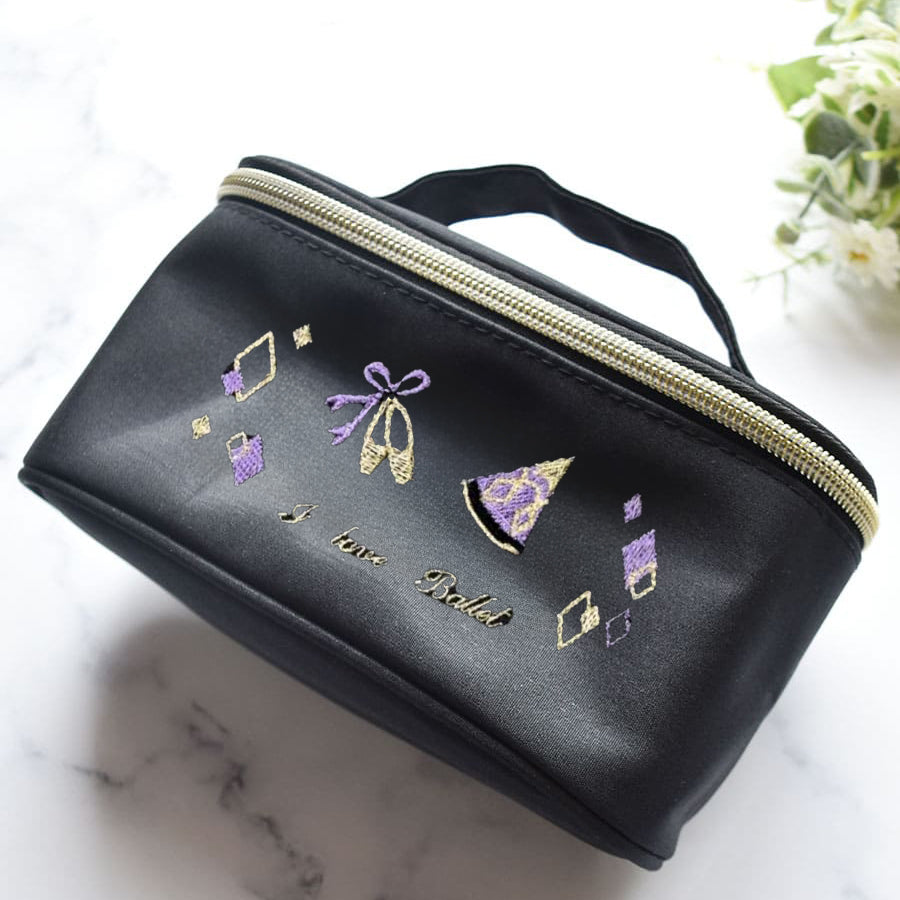 Girls Black"g60/C(Allerkinada)Purple"Vanity Pouch(W 17 x H 9 x D 6.5 cm)
