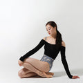 Women Black Ballet Off-shoulder Sweater